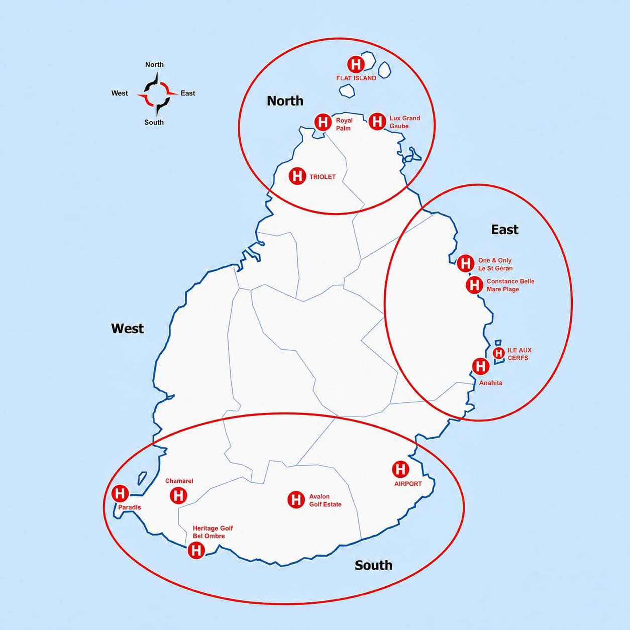 mauritius heliport map corail 2
